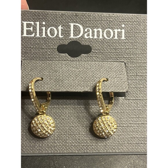 Eliot Danori Beautiful Gold Tone Filigree Crystal Paved Hoop Earring - Picture 1 of 6